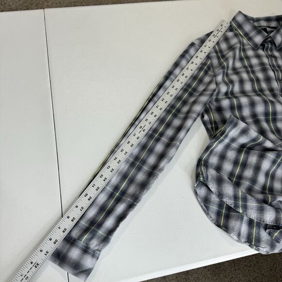 Vince Mens Shirt Medium Gray Shadow Classic Fit Plaid Flannel Country Preppy - Picture 4 of 12